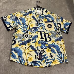 Tampa Bay Rays Shirt Hawaiian Button Up Mens XL MLB Baseball Tropical